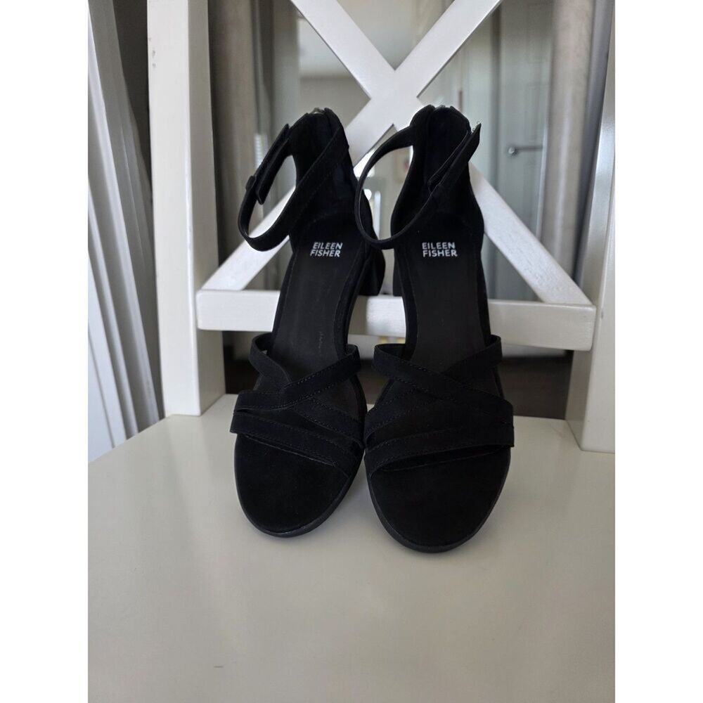 Eileen Fisher Womens Size 7 Jazzy Black Heel Sandals - Picture 7 of 8